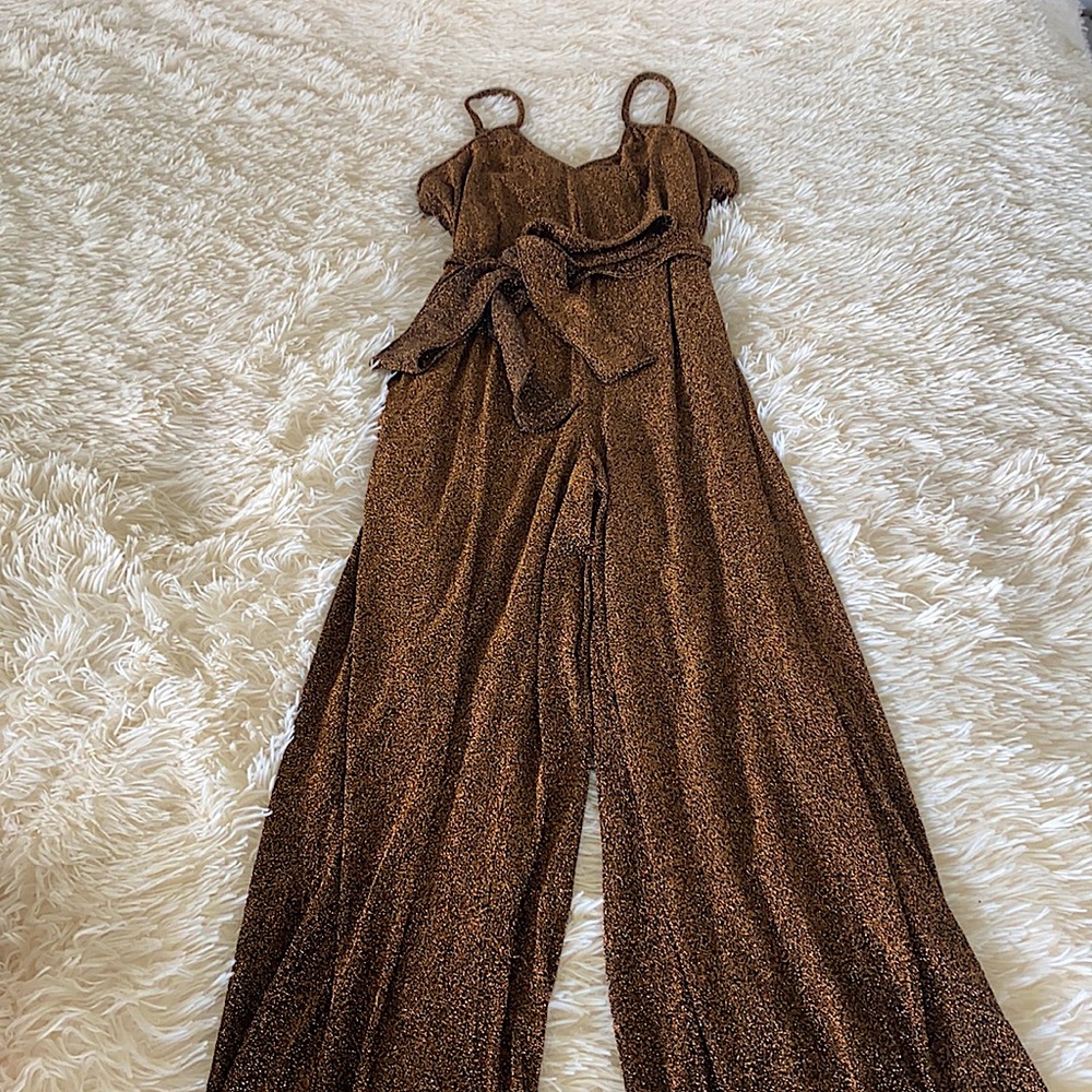 Sparkly gold spaghetti strap jumpsuit